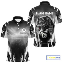 Load image into Gallery viewer, Personalized Thunder Lightning Wolf Billiard Shirt For Men, 8 Ball Billiard Team Jerseys |Grey TDM4550