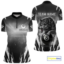 Load image into Gallery viewer, Personalized Thunder Lightning Wolf Billiard Shirt For Women, 8 Ball Billiard Team Jerseys |Grey TDM4550