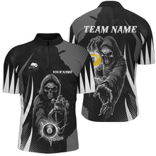Load image into Gallery viewer, Funny Black Death Skeleton 8 Ball &amp; 9 Ball Billiard Shirts For Men Custom League Billiard Jerseys TDM2464