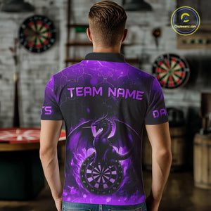 Darts Dragon Fire Flame 3D Printed Darts Shirts For Men Custom Team League Darts Jerseys |Purple TDM4759