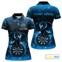 Load image into Gallery viewer, Darts Dragon Fire Flame 3D Printed Darts Shirts For Women Custom Team League Darts Jerseys |Blue TDM4760