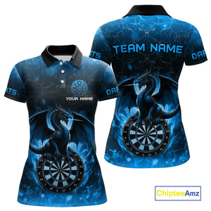 Darts Dragon Fire Flame 3D Printed Darts Shirts For Women Custom Team League Darts Jerseys |Blue TDM4760