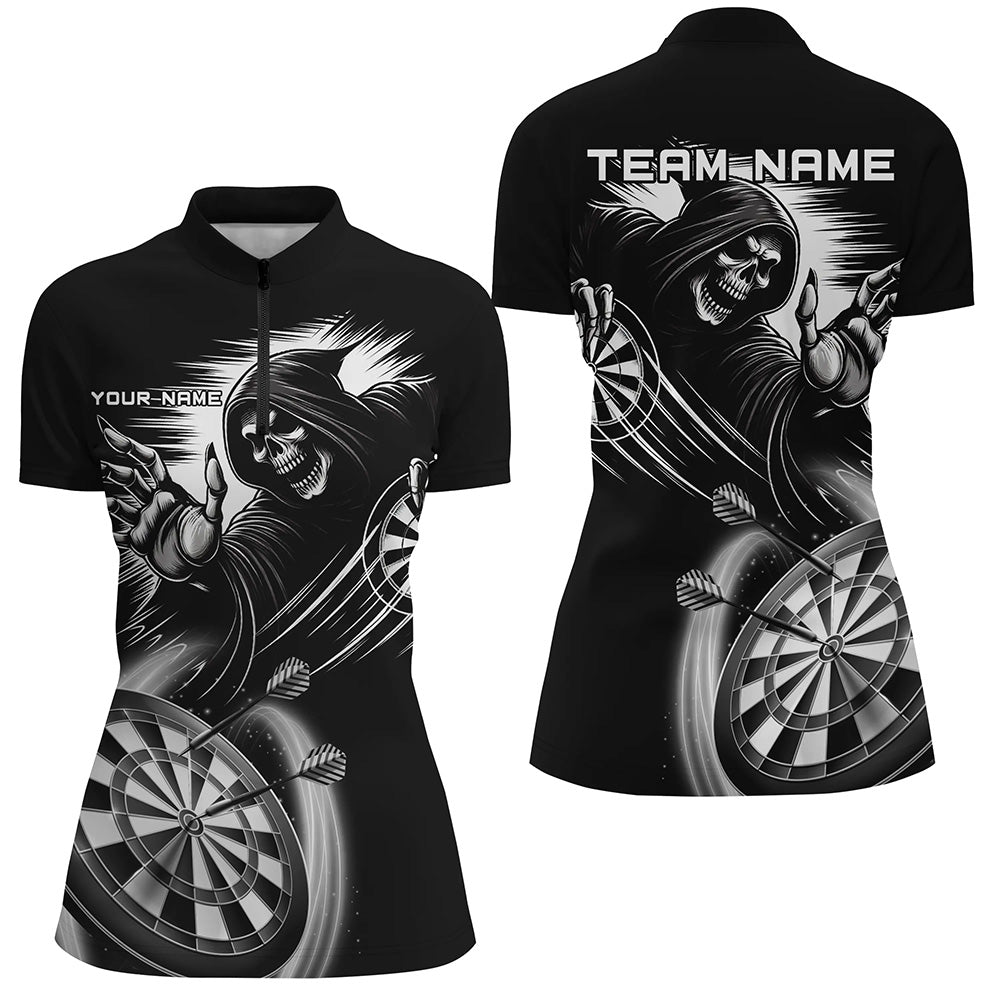 Personalized Black White Grim Reaper Dart Shirts For Women Custom  Dart Jerseys Team Uniform TDM2961