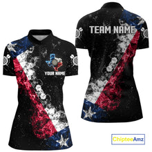 Load image into Gallery viewer, Personalized Black Grunge Texas Flag Smoke Darts Shirt For Women, Patriotic Team Dart Jerseys TDM5178