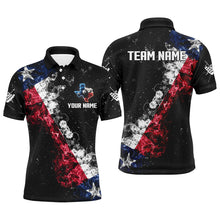 Load image into Gallery viewer, Personalized Black Grunge Texas Flag Smoke Billiard Shirt For Men, Patriotic Texas Pool Team Jersey TDM3193