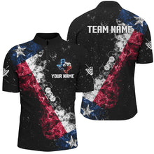 Load image into Gallery viewer, Personalized Black Grunge Texas Flag Smoke Billiard Shirt For Men, Patriotic Texas Pool Team Jersey TDM3193