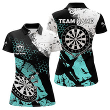 Load image into Gallery viewer, Turquoise Grunge Darts Polo, 1/4 Zip Custom Dart Shirt For women Dart Jerseys TDM3542