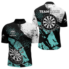Load image into Gallery viewer, Turquoise Grunge Darts Polo, 1/4 Zip Custom Dart Shirt For Men Darts Jerseys TDM3542