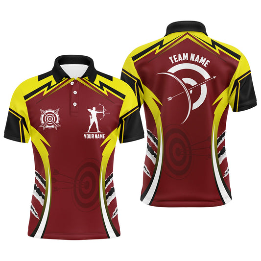 Personalized Red Yellow Archery Games Tournament Men Polo Shirts Custom Archery Jerseys For Team TDM1422