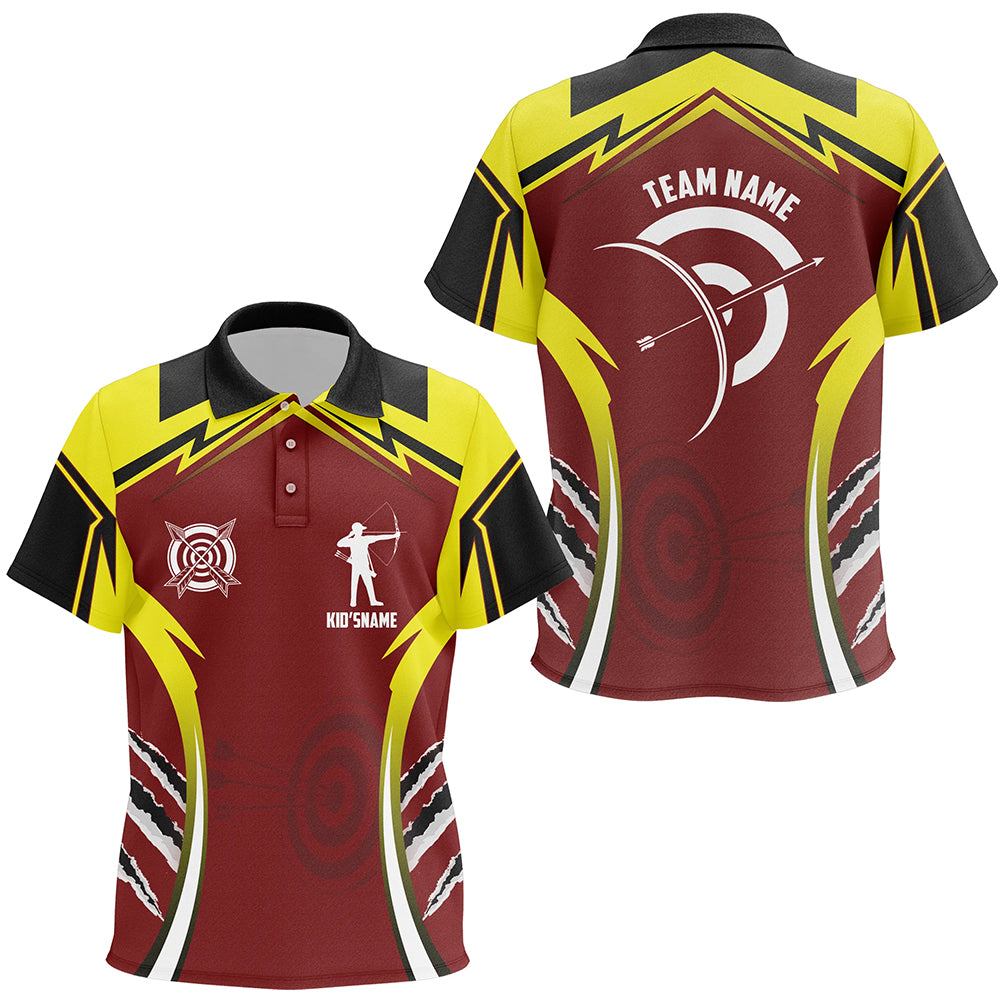 Personalized Red Yellow Archery Games Tournament Kid Polo Shirts Custom Archery Jerseys For Team TDM1422