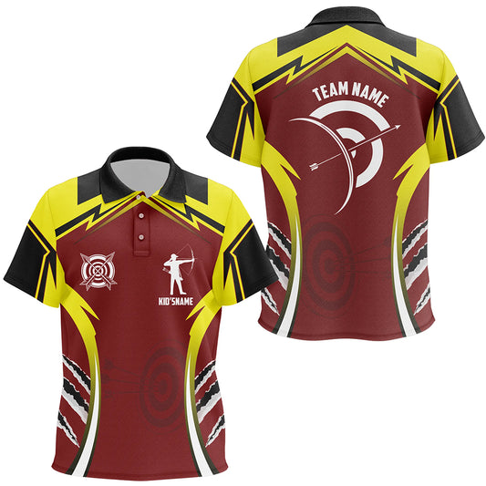 Personalized Red Yellow Archery Games Tournament Kid Polo Shirts Custom Archery Jerseys For Team TDM1422