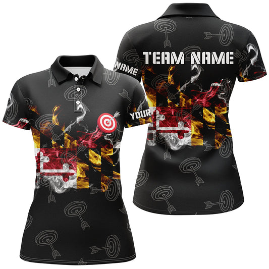 Personalized Maryland Flag Smoke Archery Shirts For Women Custom Patriotic Archery Team Jerseys TDM1801