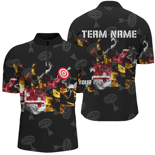 Personalized Maryland Flag Smoke Archery Shirts For Men Custom Patriotic Archery Team Jerseys TDM1801