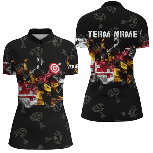 Personalized Maryland Flag Smoke Archery Shirts For Women Custom Patriotic Archery Team Jerseys TDM1801