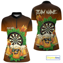 Load image into Gallery viewer, Funny Beer And Dartboard Womens Dart Shirts Custom Dart Jerseys Drinking Team Shirt Polo &amp; 1/4 Zip TDM5183