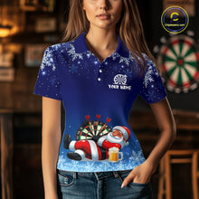 Load image into Gallery viewer, Funny Santa Blue Christmas Darts Shirt For Women Custom Snowflake Xmas Darts Jersey Gifts TDM5190