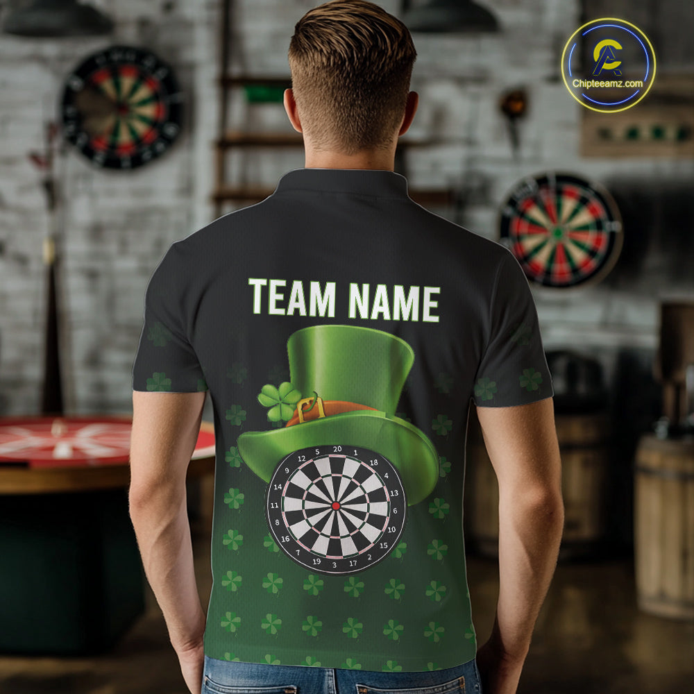 Black And Green St Patrick Day Shamrock Darts Shirt For Men Custom Lucky Darts Team Jersey TDM5705