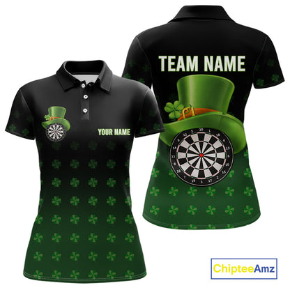 Black And Green St Patrick Day Shamrock Darts Shirt For Women Custom Lucky Darts Team Jersey TDM5705