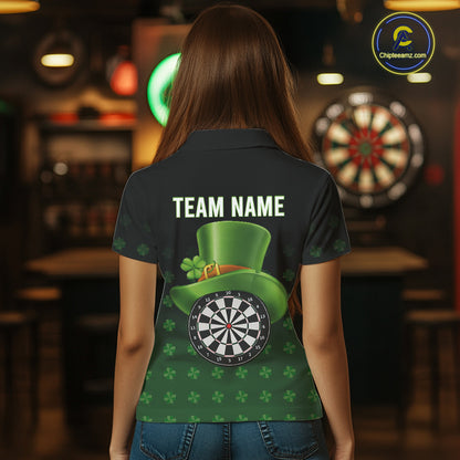 Black And Green St Patrick Day Shamrock Darts Shirt For Women Custom Lucky Darts Team Jersey TDM5705