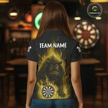 Load image into Gallery viewer, Yellow Flaming Lion Darts Shirts For Women Custom Fire Darts League Jersey Team Polo &amp; 1/4 Zip TDM6066