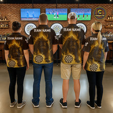 Load image into Gallery viewer, Yellow Flaming Lion Darts Shirts For Women Custom Fire Darts League Jersey Team Polo &amp; 1/4 Zip TDM6066