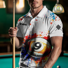 Load image into Gallery viewer, Funny 9 Ball Pool Colorful Paint Splash Custom Billiard Shirt For Men, Billiard Team Jersey|White TDM3977