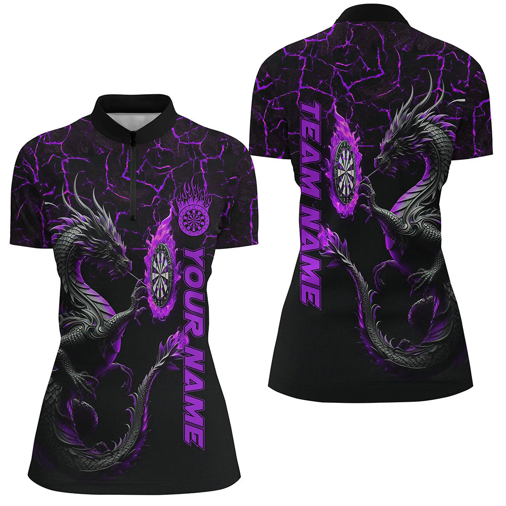 Personalized Purple Big Dragon 3D Printed Darts Shirts For Women Custom Team League Darts Jerseys TDM2207