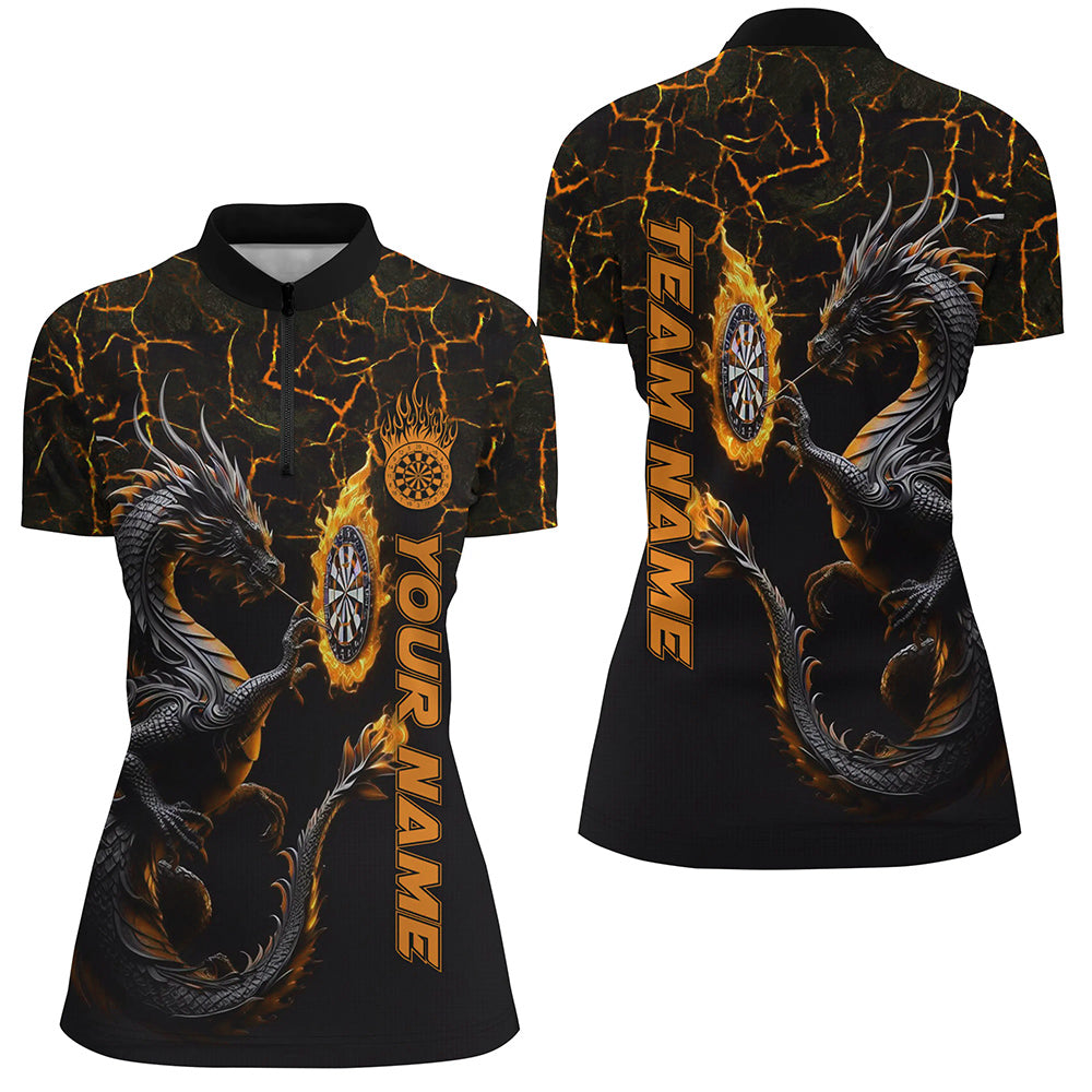 Personalized Orange Big Dragon 3D Printed Darts Shirts For Women Custom Team League Darts Jerseys TDM2208