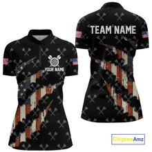 Load image into Gallery viewer, Vintage American Flag Darts Polo &amp; Quarter Zip Custom Darts Shirt For Women, Patriotic Darts Jersey TDM4999