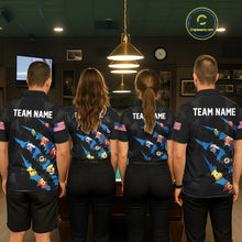 Load image into Gallery viewer, Personalized Scratch Black 8 Ball Billiard Shirt For Men, Pool Team Jersey Polo 1/4 Zip |Blue TDM6071