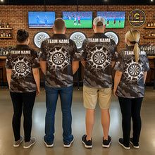 Load image into Gallery viewer, Black Grey Grunge Camo Darts Shirt For Women Custom Darts Jersey Team Polo &amp; 1/4 Zip, Darts Uniform TDM6322