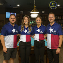 Load image into Gallery viewer, Personalized Vintage Texas Flag Billiard Shirt For Men, Patriotic Pool Team Jersey Polo &amp; 1/4 Zip TDM6331