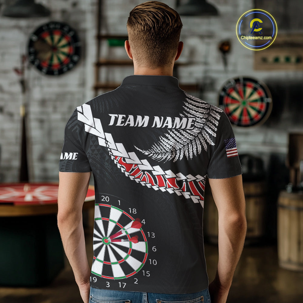Personalized US Flag Tribal Dart Shirts For Men Custom Team Polo & Quarter Zip Dart Jerseys TDM3992