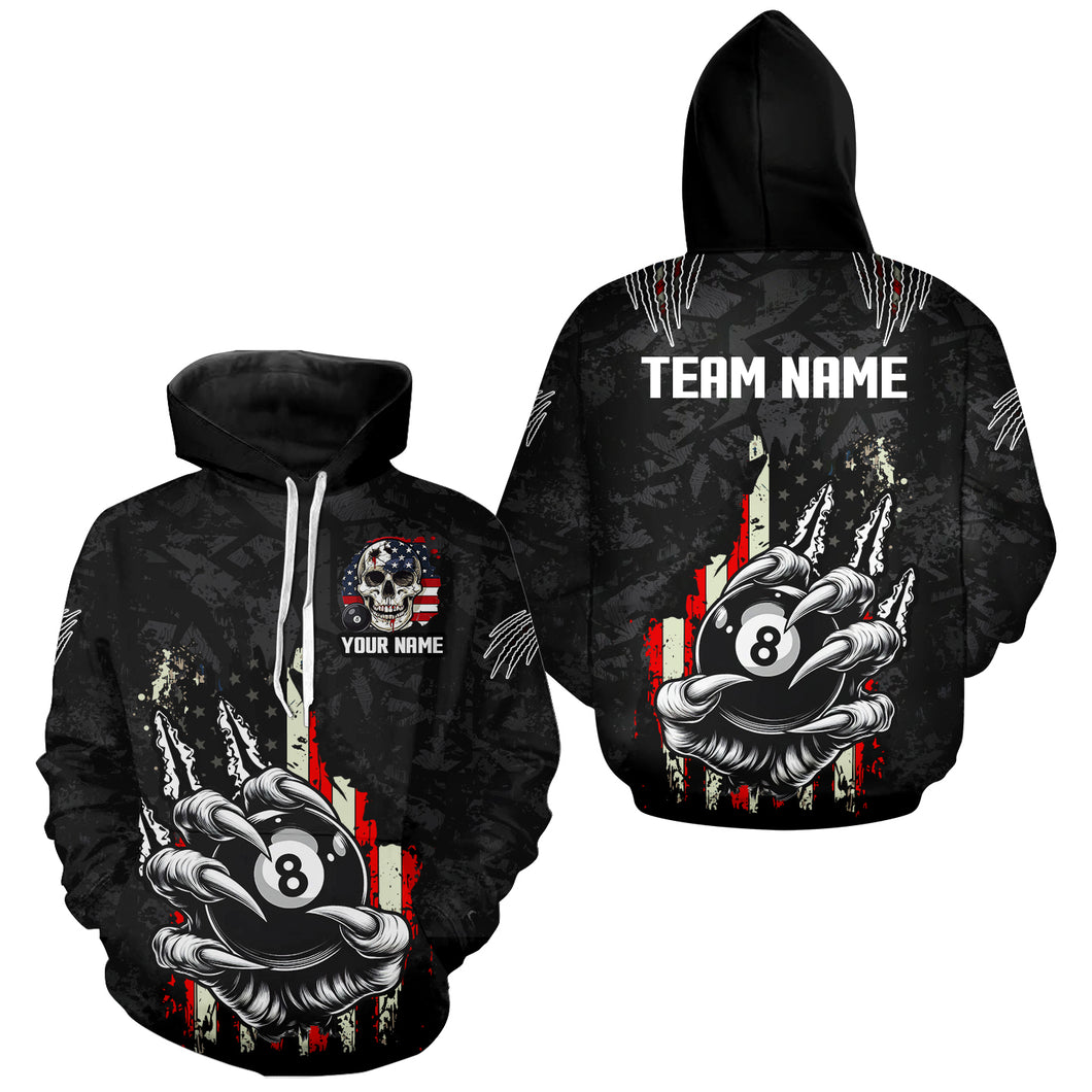 Funny Claw Tearing US Flag 8 Ball Pool Hoodie For Men And Women Custom Billiard Hoodie Team Jersey TDM1815