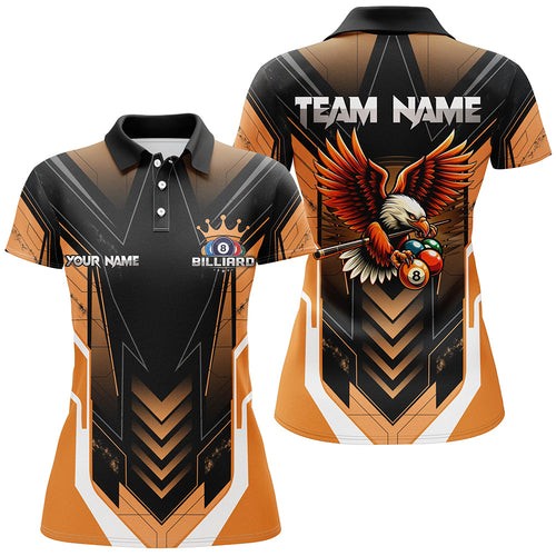Personalized Funny Eagle Billiard Shirts For Women Custom Name Orange Billiard Balls Sports Jerseys TDM2222