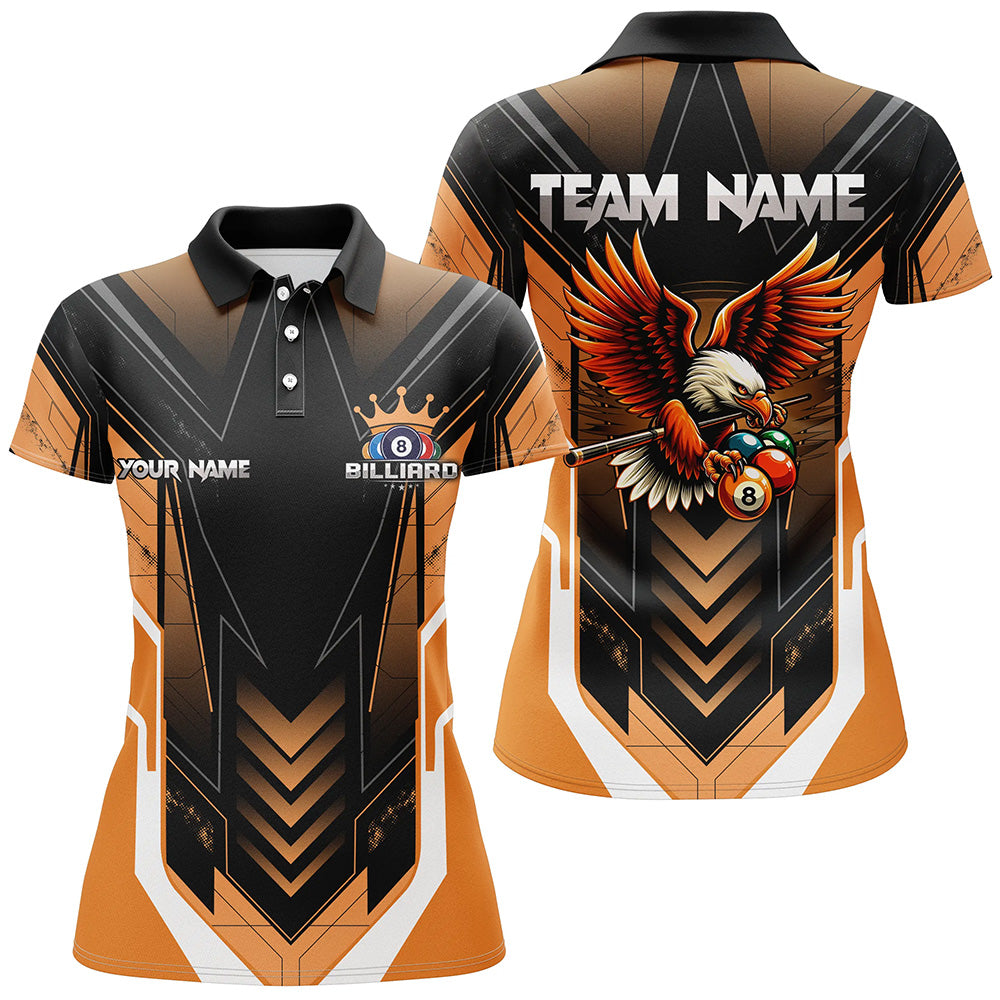 Personalized Funny Eagle Billiard Shirts For Women Custom Name Orange Billiard Balls Sports Jerseys TDM2222