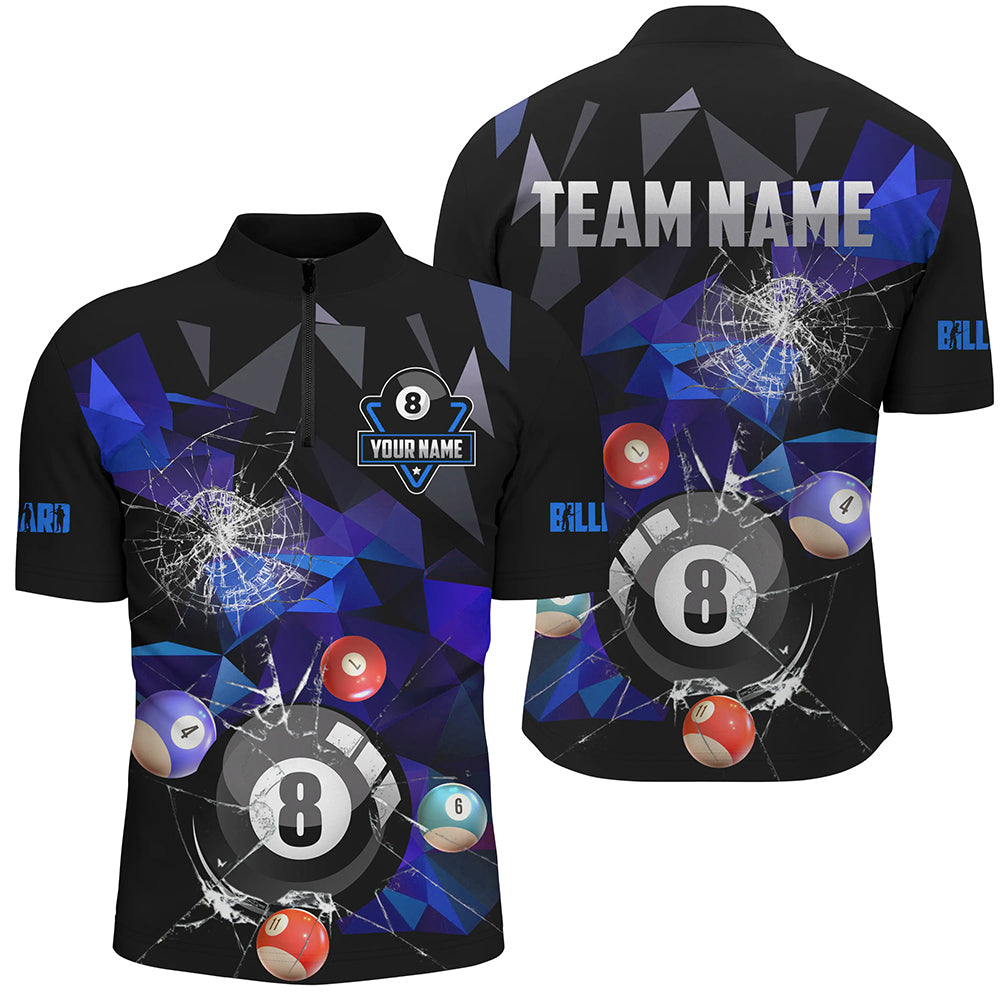Personalized Billiard Balls Break Glass Pool Jersey For Men, Abstract Billiard Team Shirts | Purple TDM2490