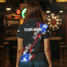 Load image into Gallery viewer, Customized Grunge Puerto Rico Flag Smoke Darts Polo &amp; 1/4 Zip, Patriotic Darts Jerseys For Women TDM2497