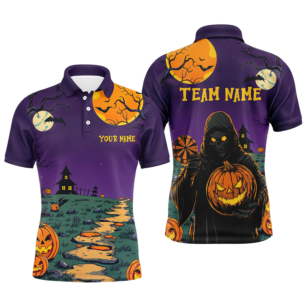 Purple Halloween Spook Night Custom Men Dart Shirts,  Grim Reaper Halloween Darts Gifts TDM2738