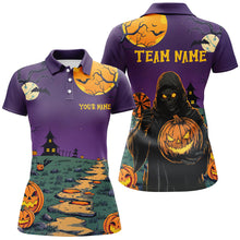 Load image into Gallery viewer, Purple Halloween Spook Night Custom Women Dart Shirts,  Grim Reaper Halloween Darts Gifts TDM2738