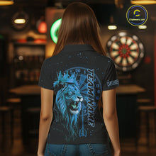 Load image into Gallery viewer, Black And Blue Funny Lion Crown Darts Shirt For Women Custom Darts League Jersey Polo &amp; 1/4 Zip TDM5001