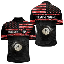 Load image into Gallery viewer, Customized Retro 8 Ball Pool Red Camo US Flag Billiard Shirts For Men, Patriotic Billiard Jerseys TDM3568