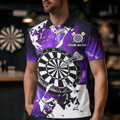 Lightning Grunge Dartboard Custom 3D Printed Darts Shirts For Men, Darts Team Jerseys |Purple TDM3724