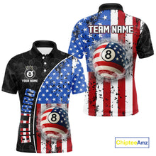 Load image into Gallery viewer, American Flag 8 Ball Smoke Billiard Shirts For Men Custom Patriotic Pool Team Jerseys TDM3997