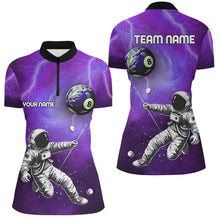 Load image into Gallery viewer, Custom Purple Galaxy Astronaut 8 Ball Pool Women Billiard Shirts, Funny 3D Printed Billiard Shirts TDM2017