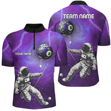 Load image into Gallery viewer, Custom Purple Galaxy Astronaut 8 Ball Pool Men Billiard Shirts, Funny 3D Printed Billiard Shirts TDM2017