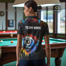 Load image into Gallery viewer, Funny 10 Ball Pool Colorful Paint Splash Custom Billiard Shirt For Women, Billiard Team Jerseys TDM4346