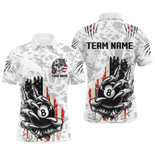 Load image into Gallery viewer, Funny Claw Tearing US Flag 8 Ball Pool Custom Billiard Shirts For Men, Patriotic Billiard Jerseys TDM2229