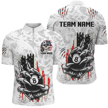 Load image into Gallery viewer, Funny Claw Tearing US Flag 8 Ball Pool Custom Billiard Shirts For Men, Patriotic Billiard Jerseys TDM2229