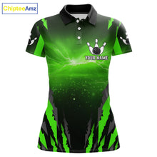 Load image into Gallery viewer, Green Thunder Lightning Cobra Snake Bowling Shirts For Women Custom Bowling Jersey Polo &amp; 1/4 Zip TDM6084